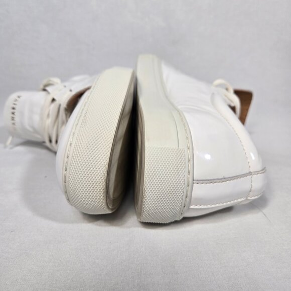 NAHARIYA Old Money Normcore WHITE Patent Leather Sneakers Shoes Men's Size  8.5. - Picture 12 of 17